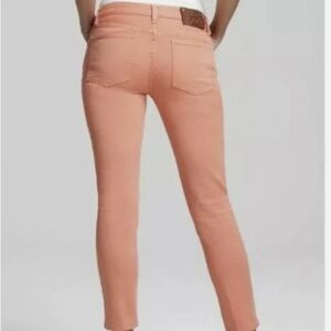 TORY BURCH Alexa Cropped Skinny Jeans Coral Pink Low Rise Stretch